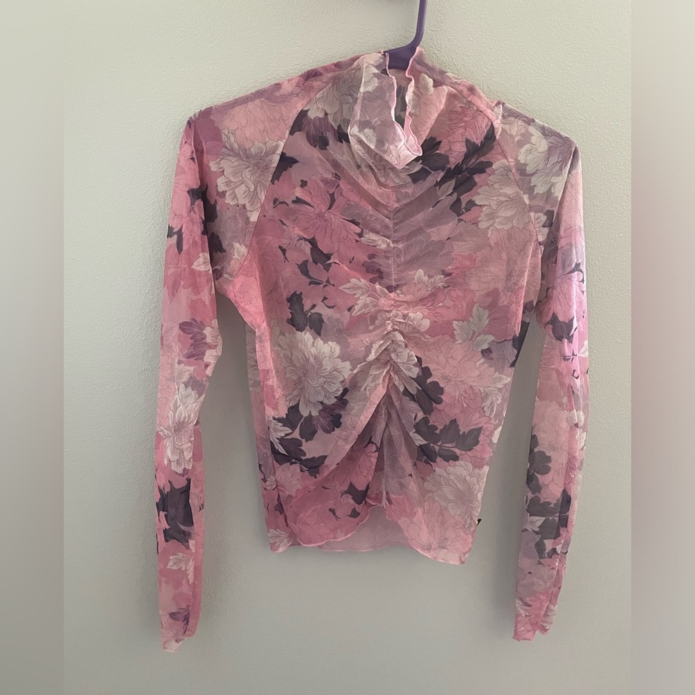 Mariia Skye printed floral mesh shirt size S